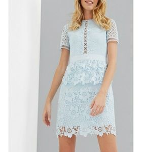 Ted Baker London Light Blue Lace Mini Dress